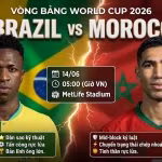 Nhận định bóng đá trận Brazil vs Morocco tại bảng C World Cup 2026. Hình ảnh đối đầu kịch tính giữa Vinicius Junior và Achraf Hakimi được cập nhật bởi Gavang TV.