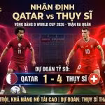 Ảnh bìa nhận định trận đấu Qatar vs Thụy Sĩ tại bảng B World Cup 2026, dự đoán tỷ số Qatar 1-4 Thụy Sĩ trên Gavang TV.